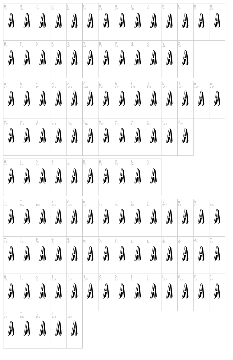 Super Hero Docall font map